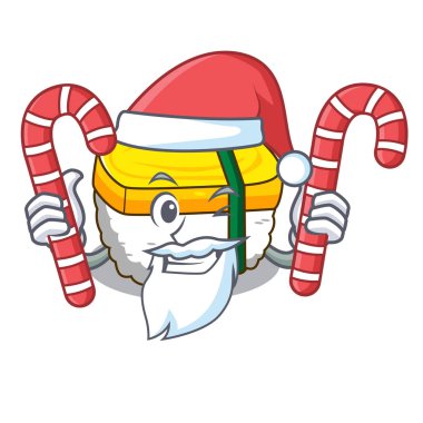 Bir yumurta karakter vektör çizim kullanarak şeker tamago suşi ile Santa