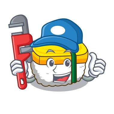 Tesisatçı tamago suşi bir yumurta karakter vektör çizim kullanarak