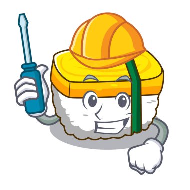 Bir yumurta karakter vektör çizim kullanarak Otomotiv tamago suşi