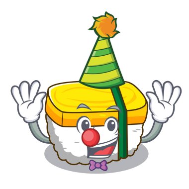 Palyaço tamago suşi bir yumurta karakter vektör çizim kullanarak