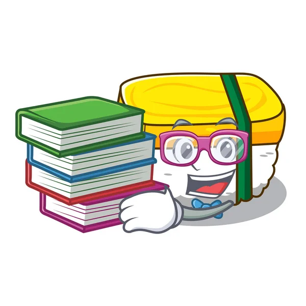 Student Book Tamago Sushi Using Egg Character Vector Illustration — Stock Vector