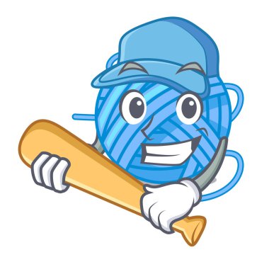 Bir şeklin çizgi film vektör çizim beyzbol yün top oynarken