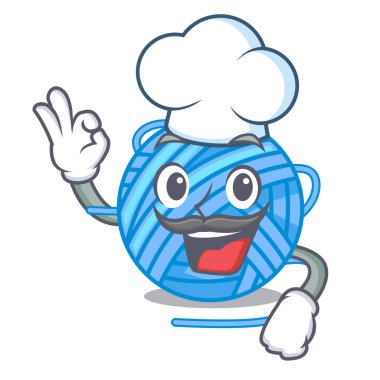 Şef yün topları bir maskot vektör illüstrasyon izole