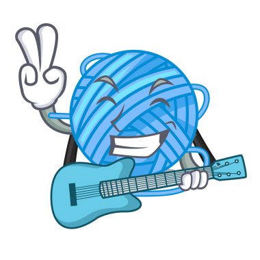 Gitar topu iplik yün ile İğne işi karakter vektör çizim