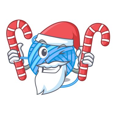 Santa şeker kavramı iplik yün ile karikatür vektör çizim içinde dikmek