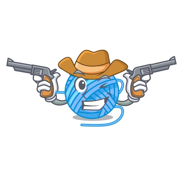 Cowboy Palla Lana Una Forma Cartone Animato Vettoriale Illustrazione — Vettoriale Stock