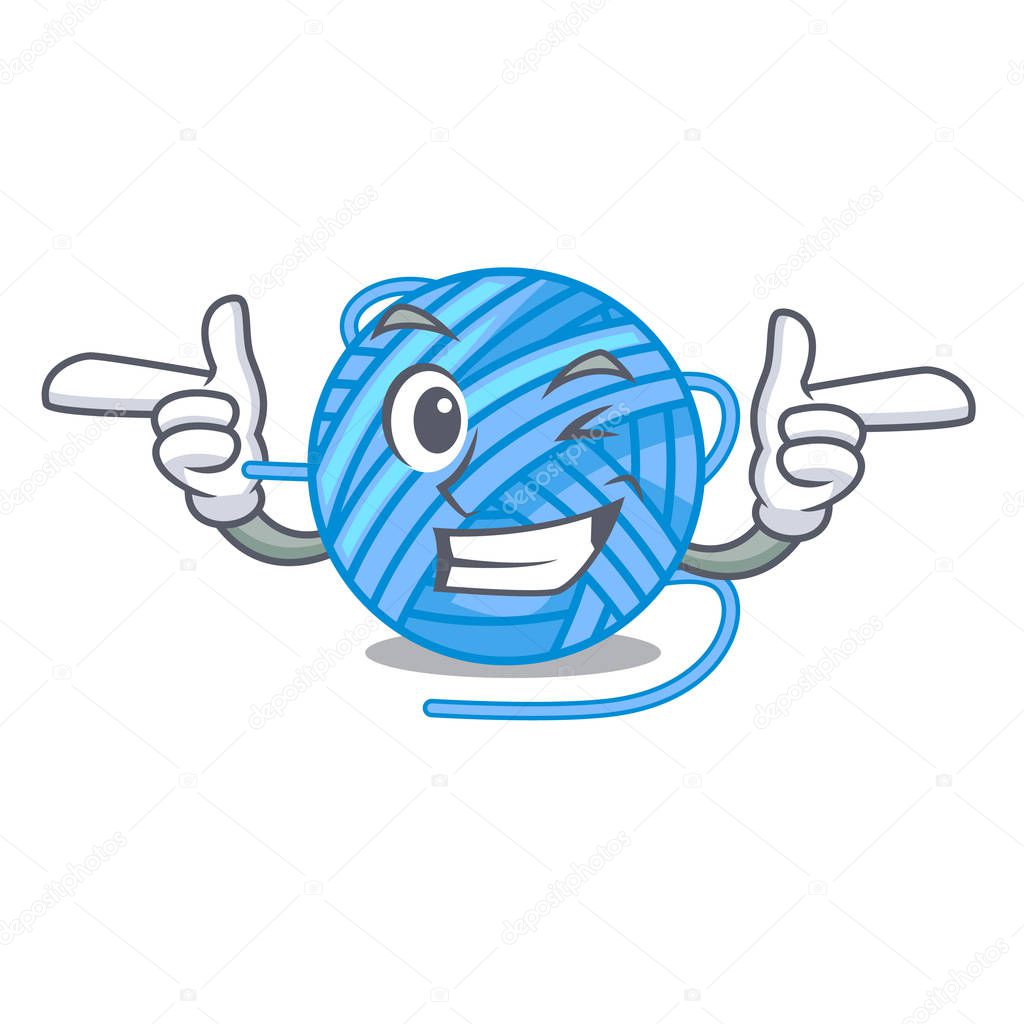 Wink wool balls isolated on a mascot vector illustration