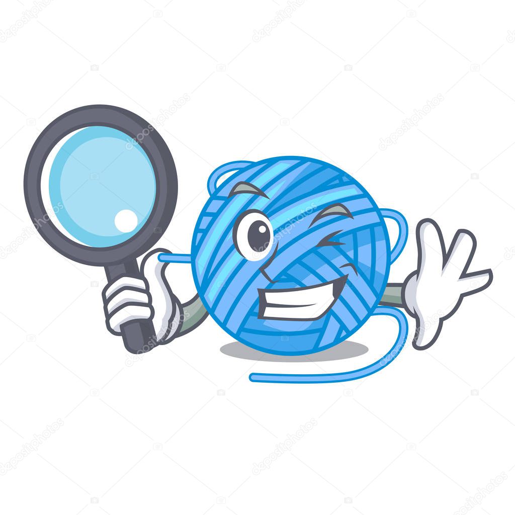 Detective wool balls isolated on a mascot vector illustration