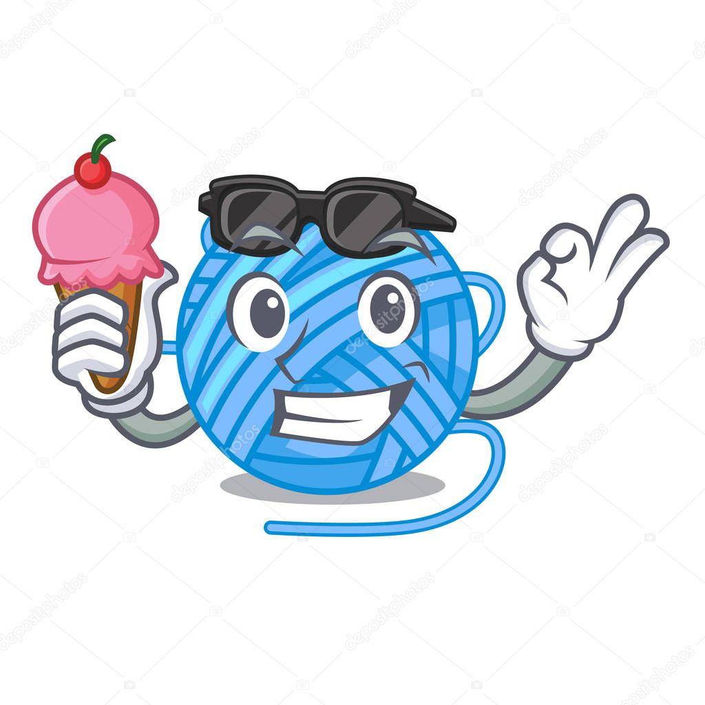 With ice cream wool balls isolated on a mascot vector illustration