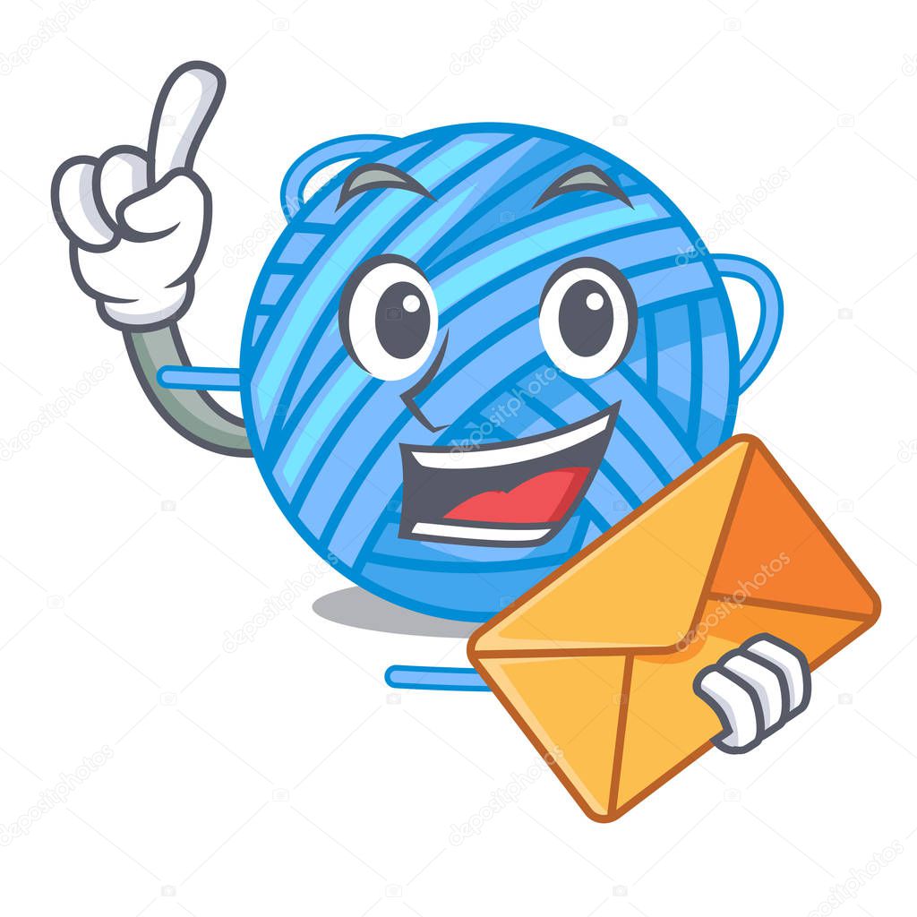 With envelope wool balls isolated on a mascot vector illustration