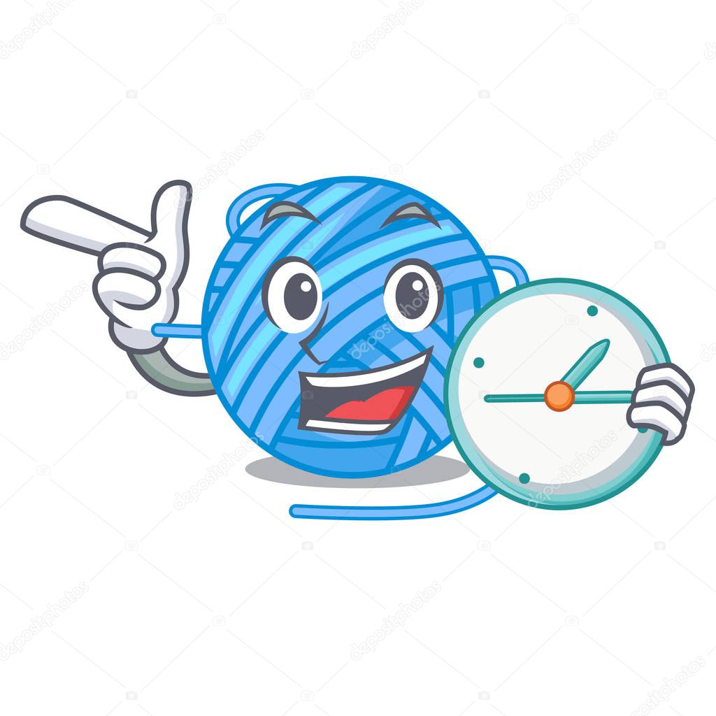 With clock wool balls isolated on a mascot vector illustration