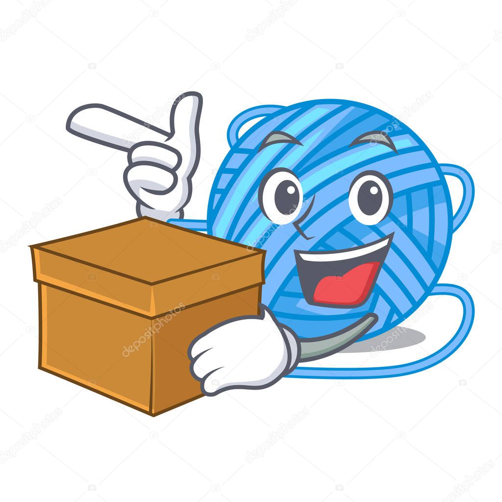With box wool balls isolated on a mascot vector illustration
