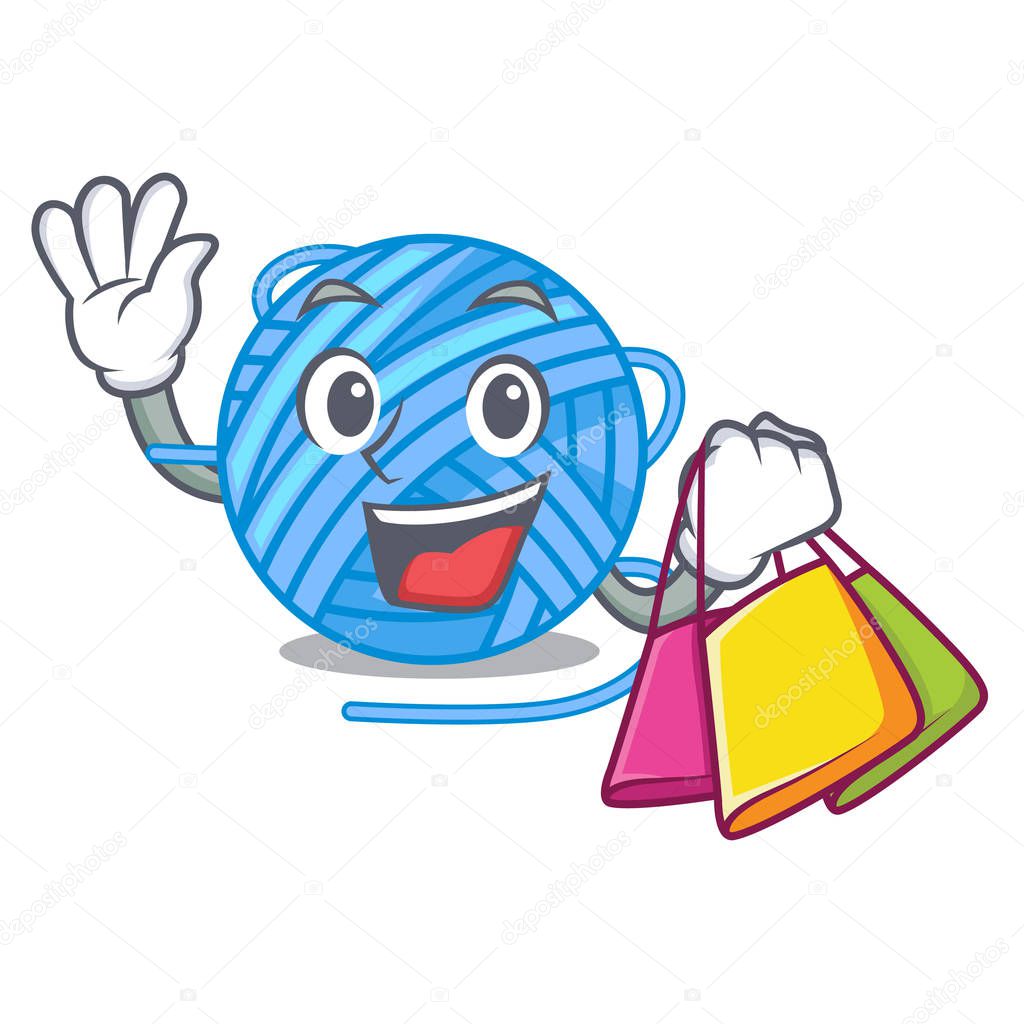 Shopping wool balls isolated on a mascot vector illustration