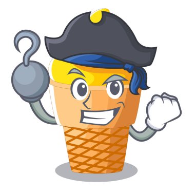 Korsan kepçe muzlu dondurma karikatür vektör çizim