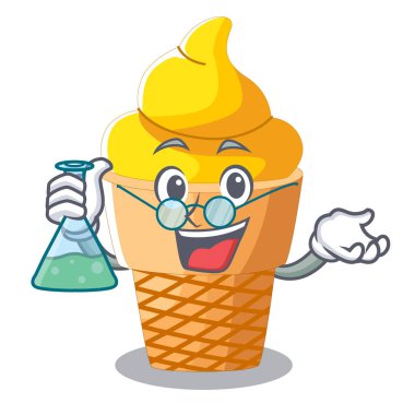 Profesör muzlu dondurma maskot vektör illüstrasyon izole