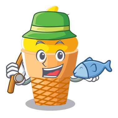 Muzlu dondurma şekli çizgi film vektör çizim içinde balık tutma