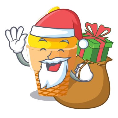 Noel Baba hediye muzlu dondurma koni karakter vektör çizim ile