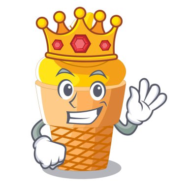 King banana ice cream in cone character vector illustration clipart