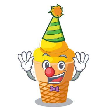 Palyaço muzlu dondurma koni karakter vektör çizim