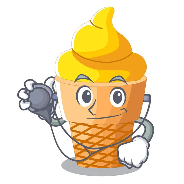 Doctor Scoop Plátano Helado Con Ilustración Vector Dibujos Animados — Archivo Imágenes Vectoriales