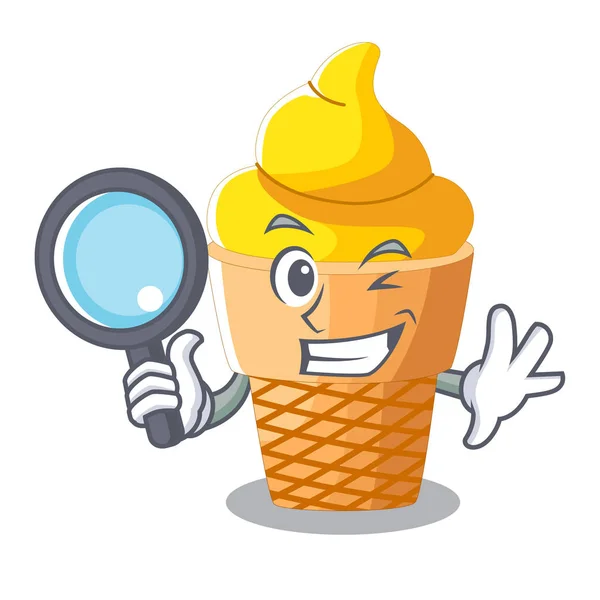 Detective Banana Ice Cream Isolated Mascot Vector Illustration — Stock Vector