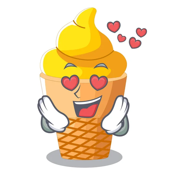 Στην Αγάπη Παγωτό Μπανάνα Σχήμα Καρτούν Εικονογράφηση Φορέα — Διανυσματικό Αρχείο