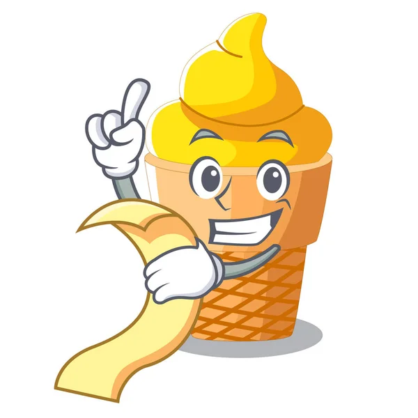 Παγωτό Μπανάνα Μενού Σχήμα Καρτούν Εικονογράφηση Φορέα — Διανυσματικό Αρχείο