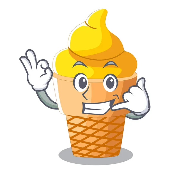 Llámame Helado Plátano Ilustración Del Vector Carácter Cono — Vector de stock