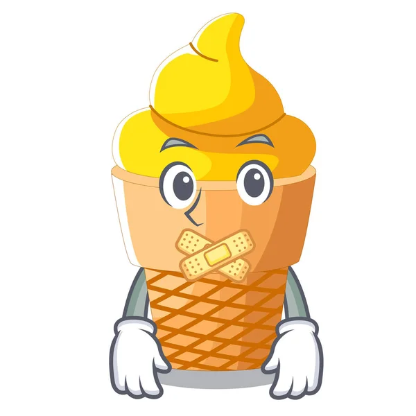 Silent Banana Ice Cream Cone Character Vector Illustration — Stock Vector