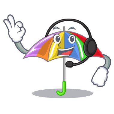 Kulaklık oyun yağmur şemsiye gökkuşağı karikatür vektör çizim ile