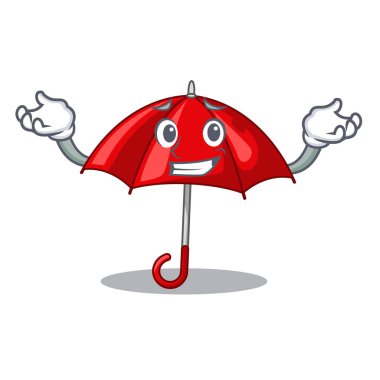 Sırıtıyor bir maskot vektör illüstrasyon izole kırmızı şemsiye