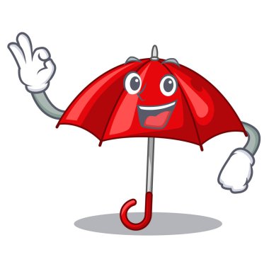 Bir maskot vektör illüstrasyon izole kırmızı şemsiye Tamam