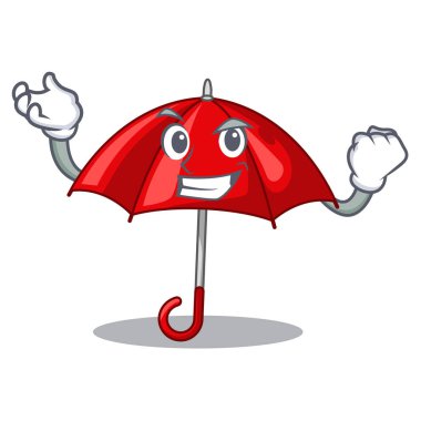 Bir maskot vektör illüstrasyon izole başarılı kırmızı şemsiye