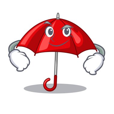 Sırıtıyor bir maskot vektör illüstrasyon izole kırmızı şemsiye