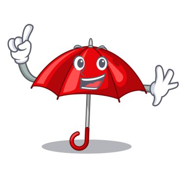 Şeklin çizgi film komik vektör çizim parmak kırmızı şemsiye