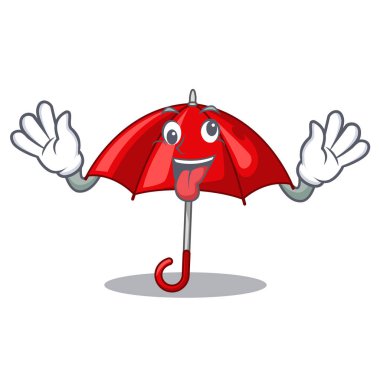 Şeklin çizgi film komik vektör çizim deli kırmızı şemsiye