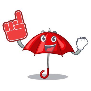 Köpük parmak kırmızı şemsiye şekli karikatür komik vektör çizim içinde