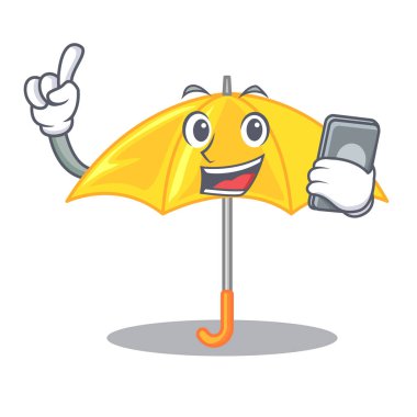 bir maskot vektör illüstrasyon izole sarı şemsiye