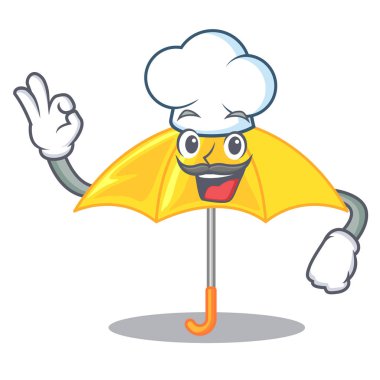 Şef şemsiye şekli çizgi film vektör resimde sarı