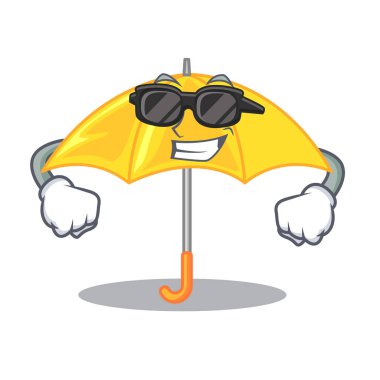 Süper coolumbrella bir şekli çizgi film vektör çizim sarı