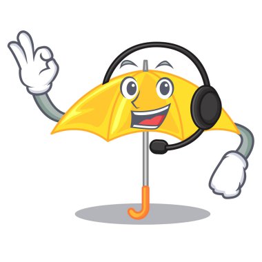 Kulaklık klasik sarı şemsiye ile şekil karikatür vektör esnaf