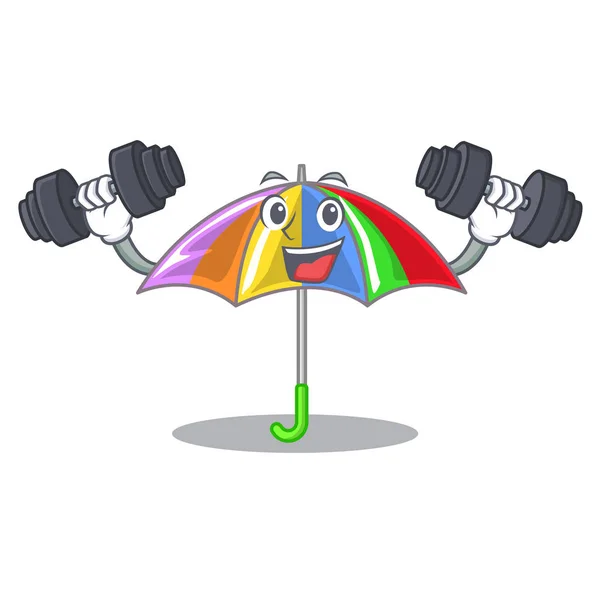 Fitness Regenboog Paraplu Vorm Van Een Cartoon Vectorillustratie — Stockvector