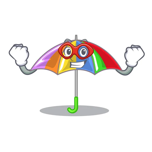 Super Bohater Rainbow Parasol Białym Tle Ilustracji Wektorowych Maskotka — Wektor stockowy