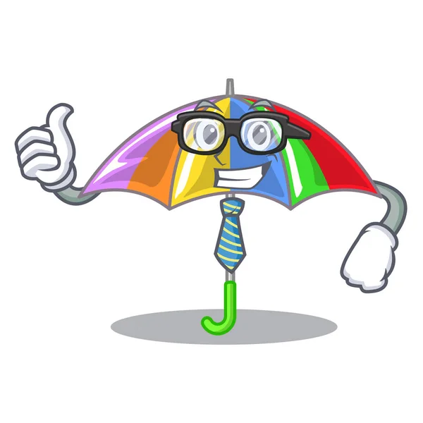 Affärsman Rainbow Paraply Isolerad Maskot Vektorillustration — Stock vektor