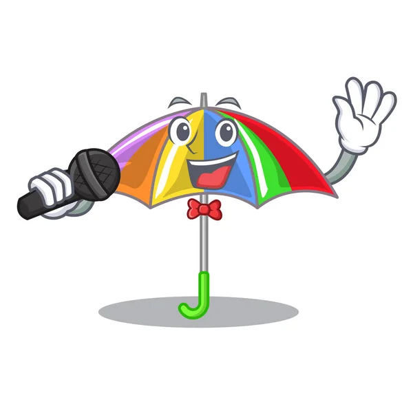 Singing Rainbow Umbrella Chracter Fun Vector Illustration — Stock Vector