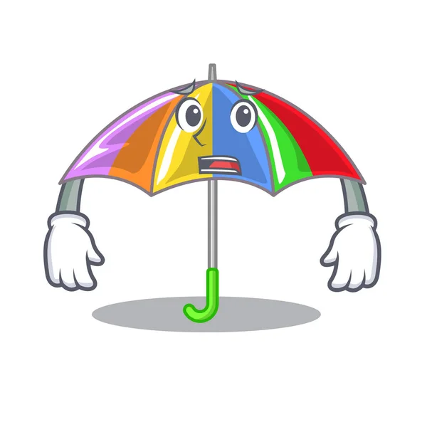 Afraid Rainbow Umbrella Chracter Fun Vector Illustration — Stock Vector
