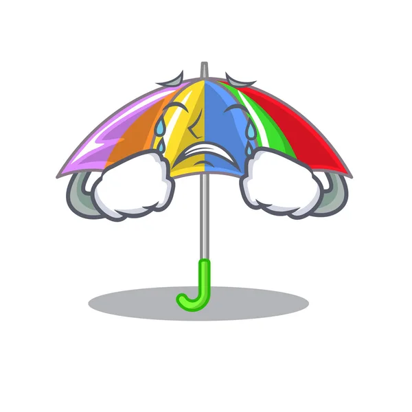 Paraguas Arco Iris Llorando Chracter Que Diversión Vector Ilustración — Vector de stock