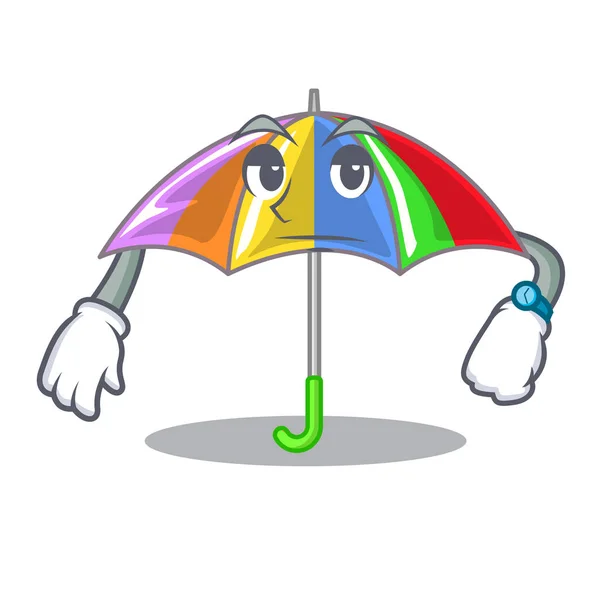 Waiting playing rain with umbrella rainbow cartoon vector illustration