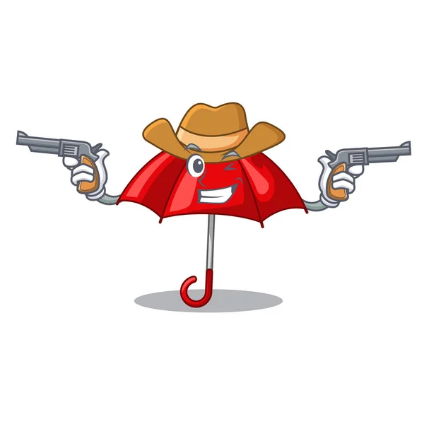 Cowboy Regenschirm Rot Einem Charakter Schöne Vektor Illustration — Stockvektor