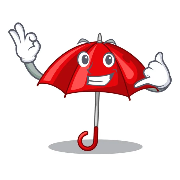 Chiamami Ombrello Rosso Forma Cartone Animato Divertente Vettoriale Illustrazione — Vettoriale Stock
